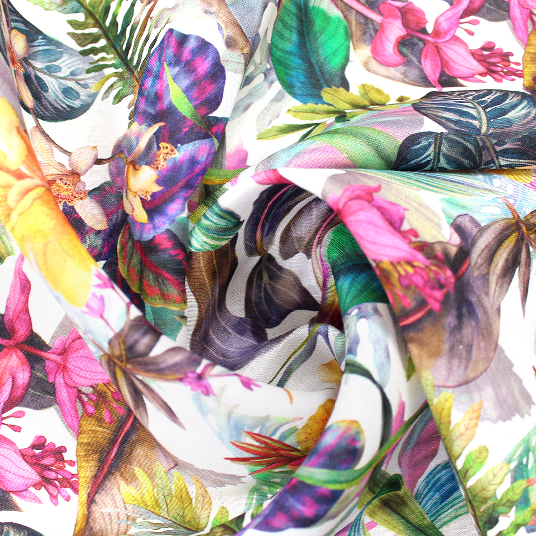 100% linen digital print - exotic garden 1.75 yds