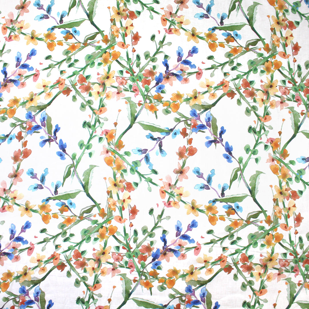 100% linen digital print - budding blossoms 1.25 yds