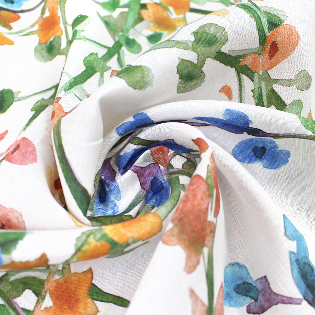 100% linen digital print - budding blossoms 1.25 yds