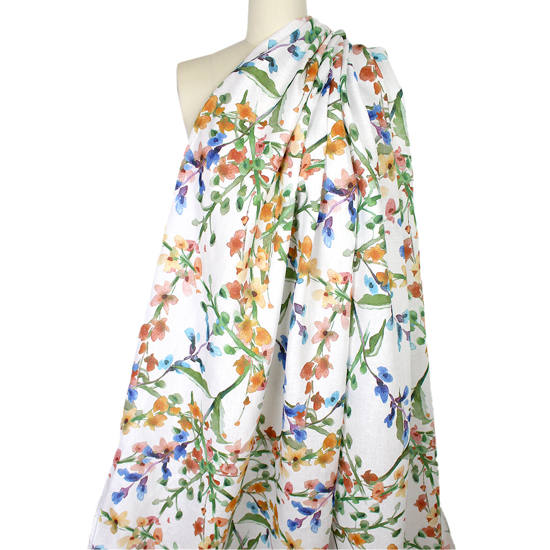 100% linen digital print - budding blossoms .625 yds