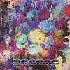 abstract floral linen digital print - magenta/indigo 1.375 yds