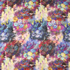 abstract floral linen digital print - magenta/indigo