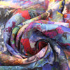 abstract floral linen digital print - magenta/indigo