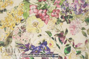 100% linen digital print - watercolor floral