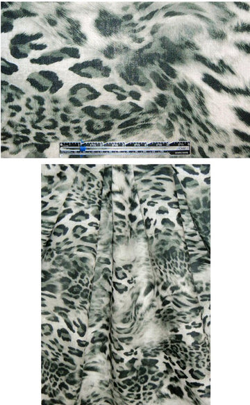'focus on leopard' digital linen print - forest-gray 1.4 yd