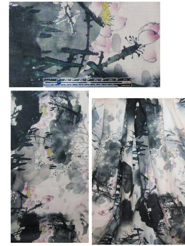 pen and ink montage digital linen print