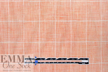 European windowpane weave linen - orange cream 1.625 yd