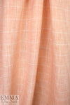 European windowpane weave linen - orange cream 1.625 yd