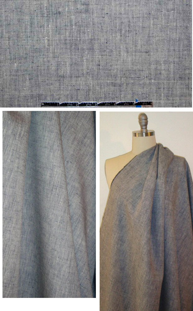 Italian cross-dye med. weight linen - midnight/white 1.75 yd