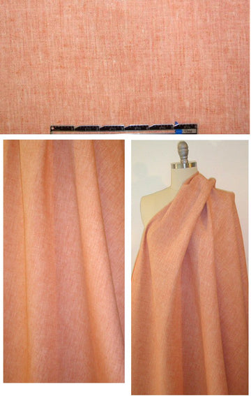 Italian cross-dye med. weight linen - apricot/white