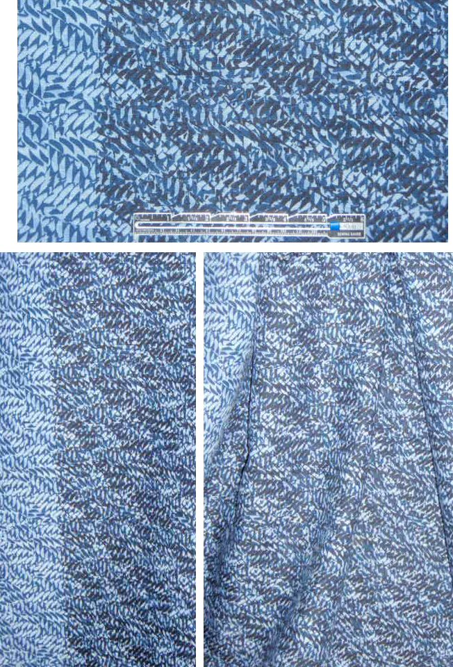 Tahari linen print - denim border hatch