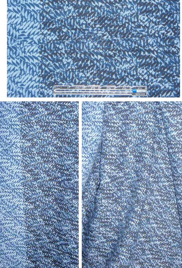 Tahari linen print - denim border hatch