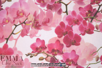100% linen digital print - pink blossoms