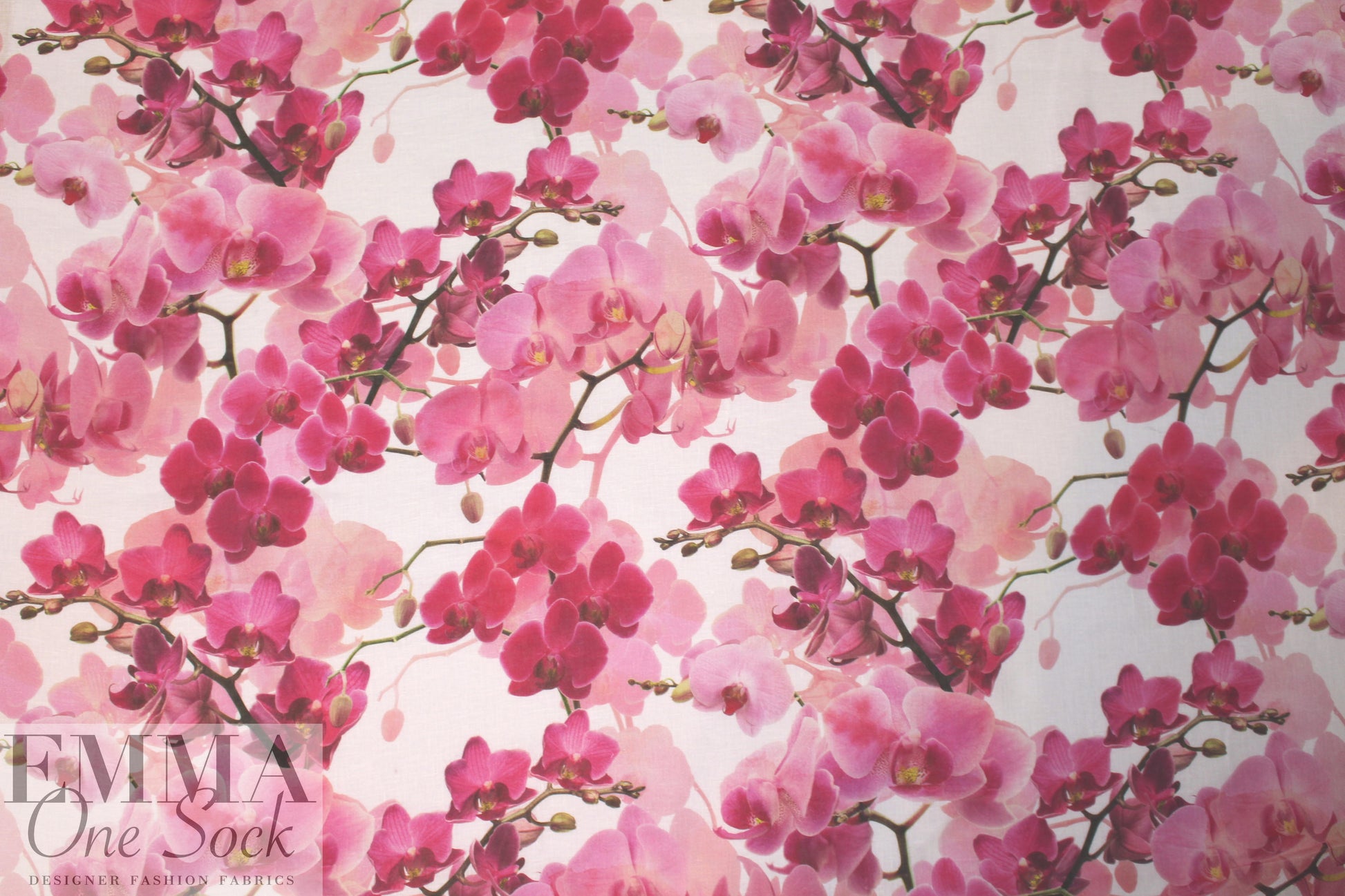 100% linen digital print - pink blossoms