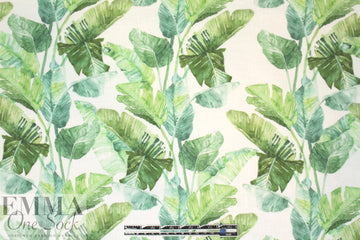 100% linen digital print - banana palms