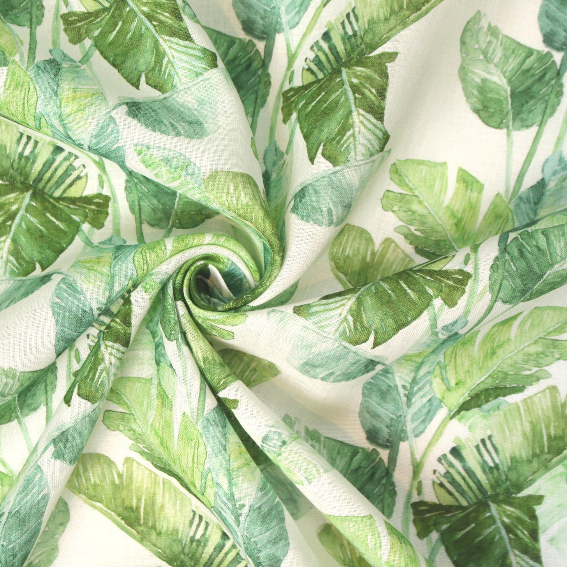 European 'banana palms' mid-weight linen woven