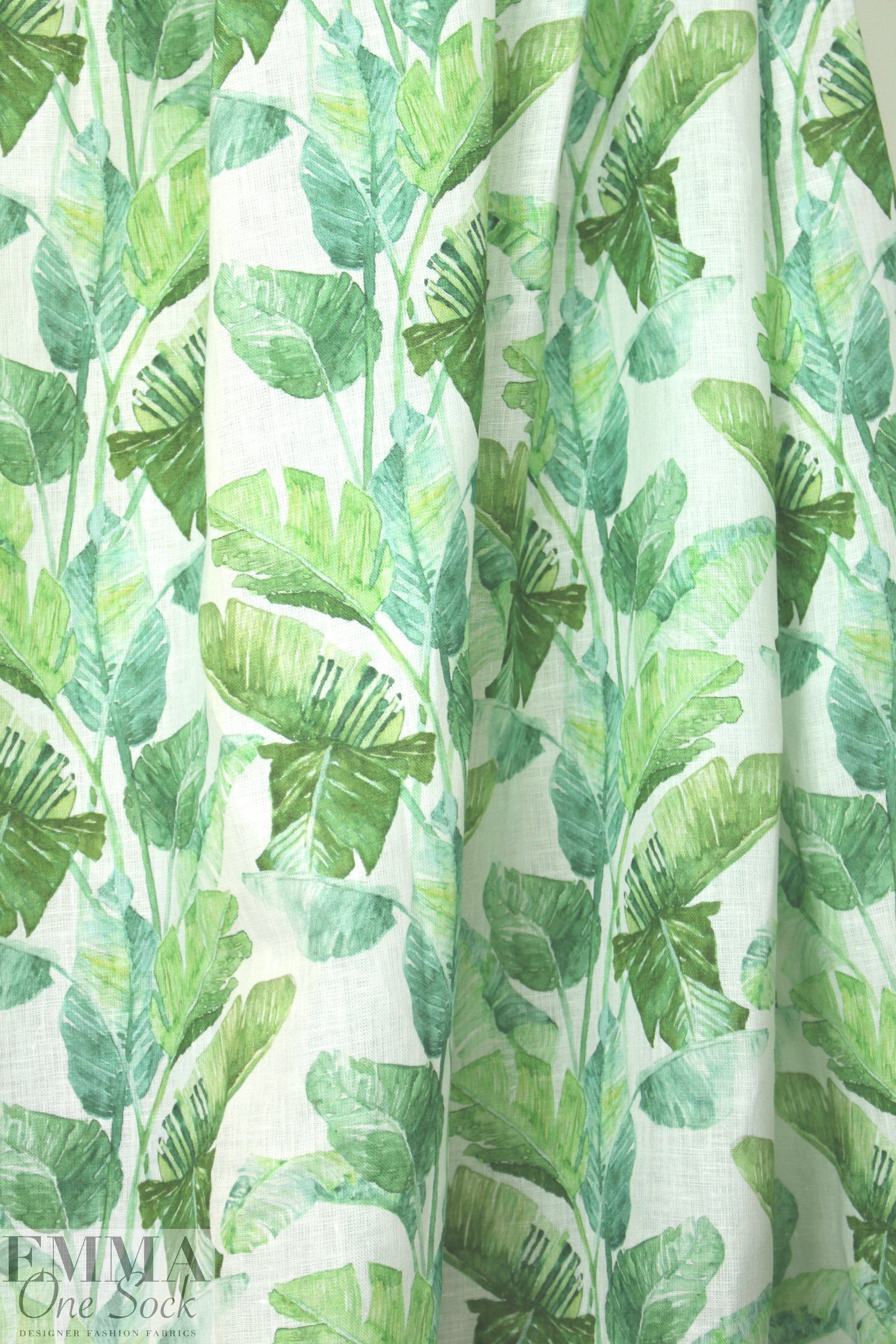 100% linen digital print - banana palms 2 yd