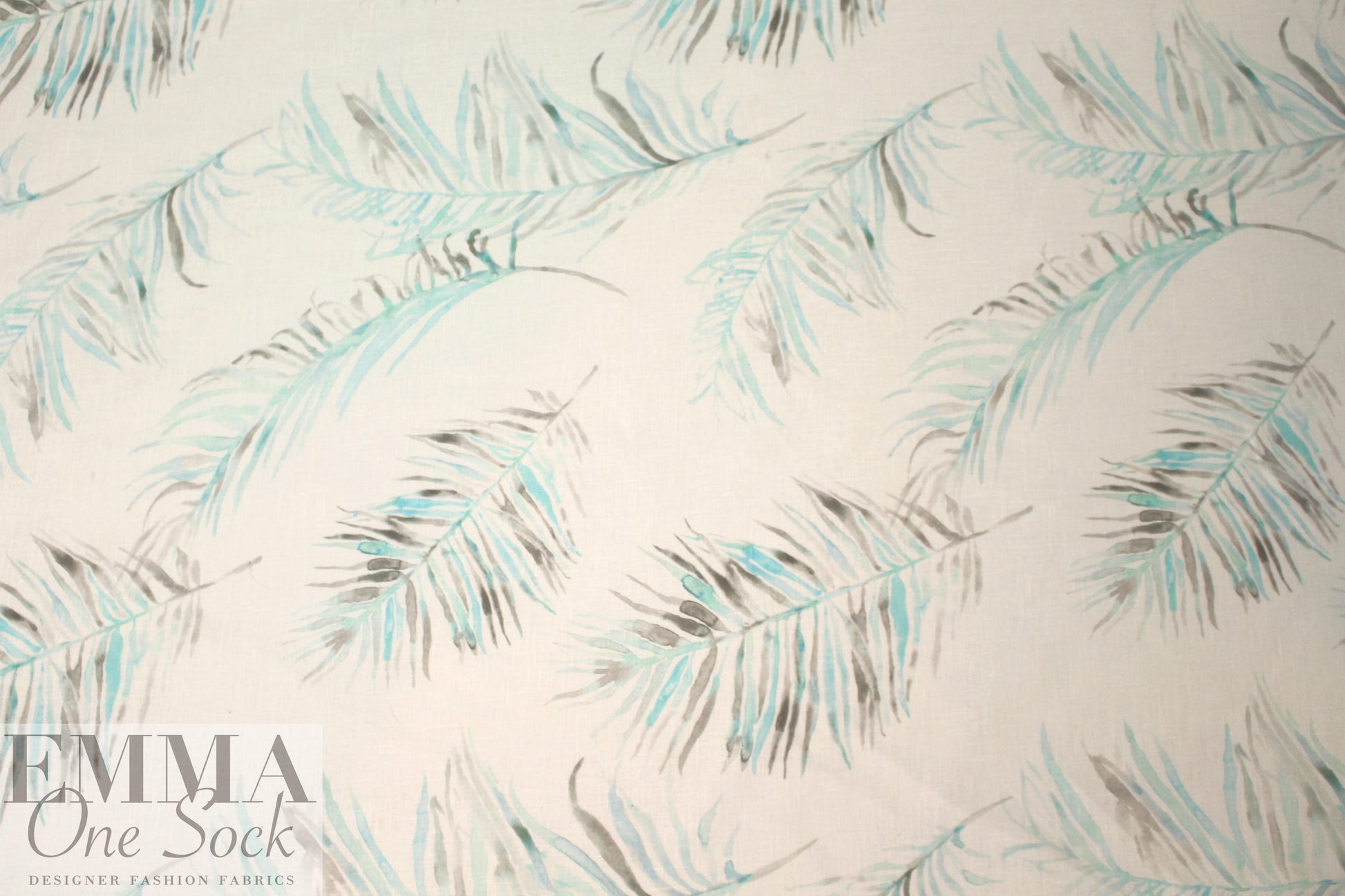 100% linen digital print - feather fern leaf 1.75 yd