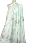 100% linen digital print - feather fern leaf