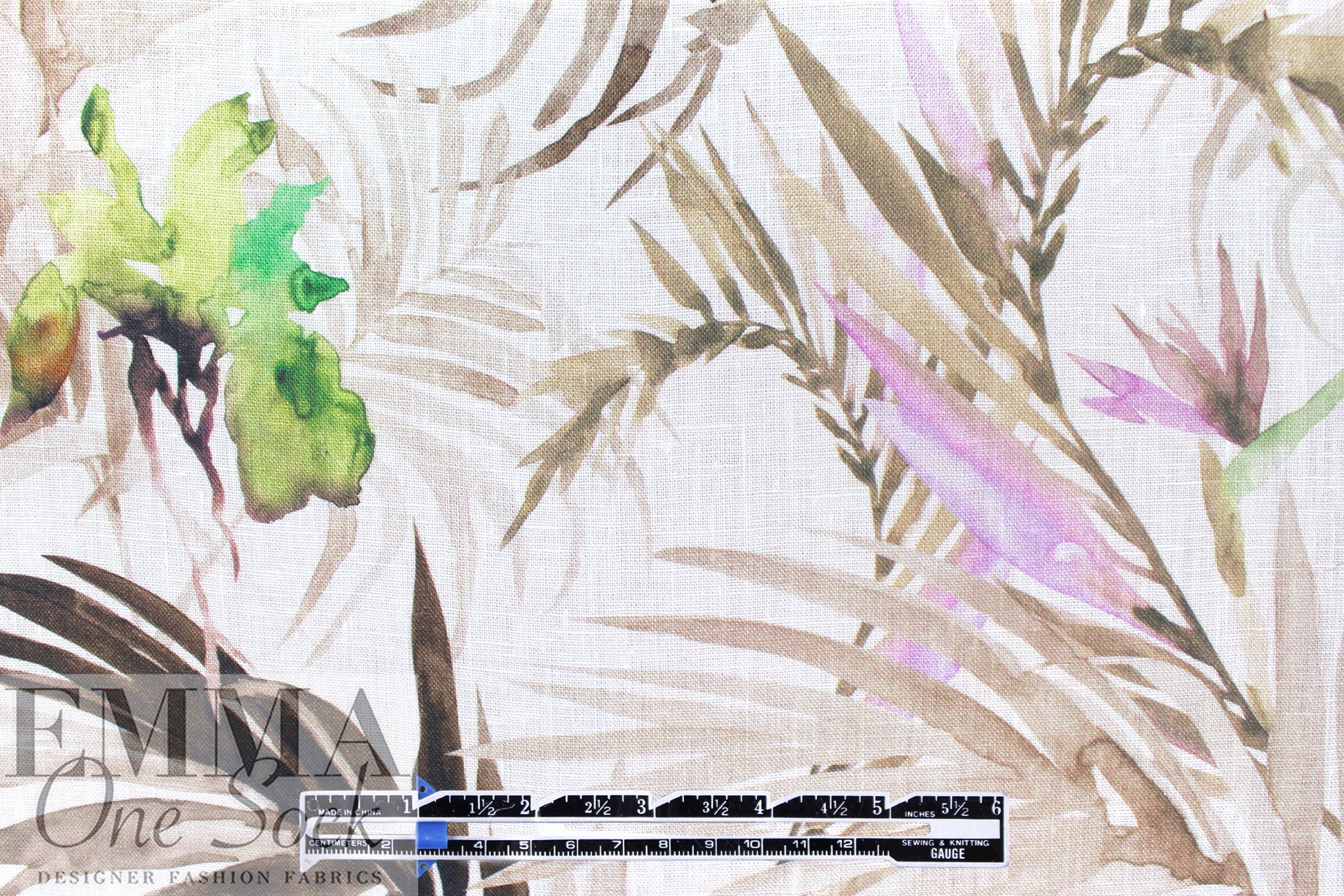 European linen digital print - zebra palms 1.75 yd