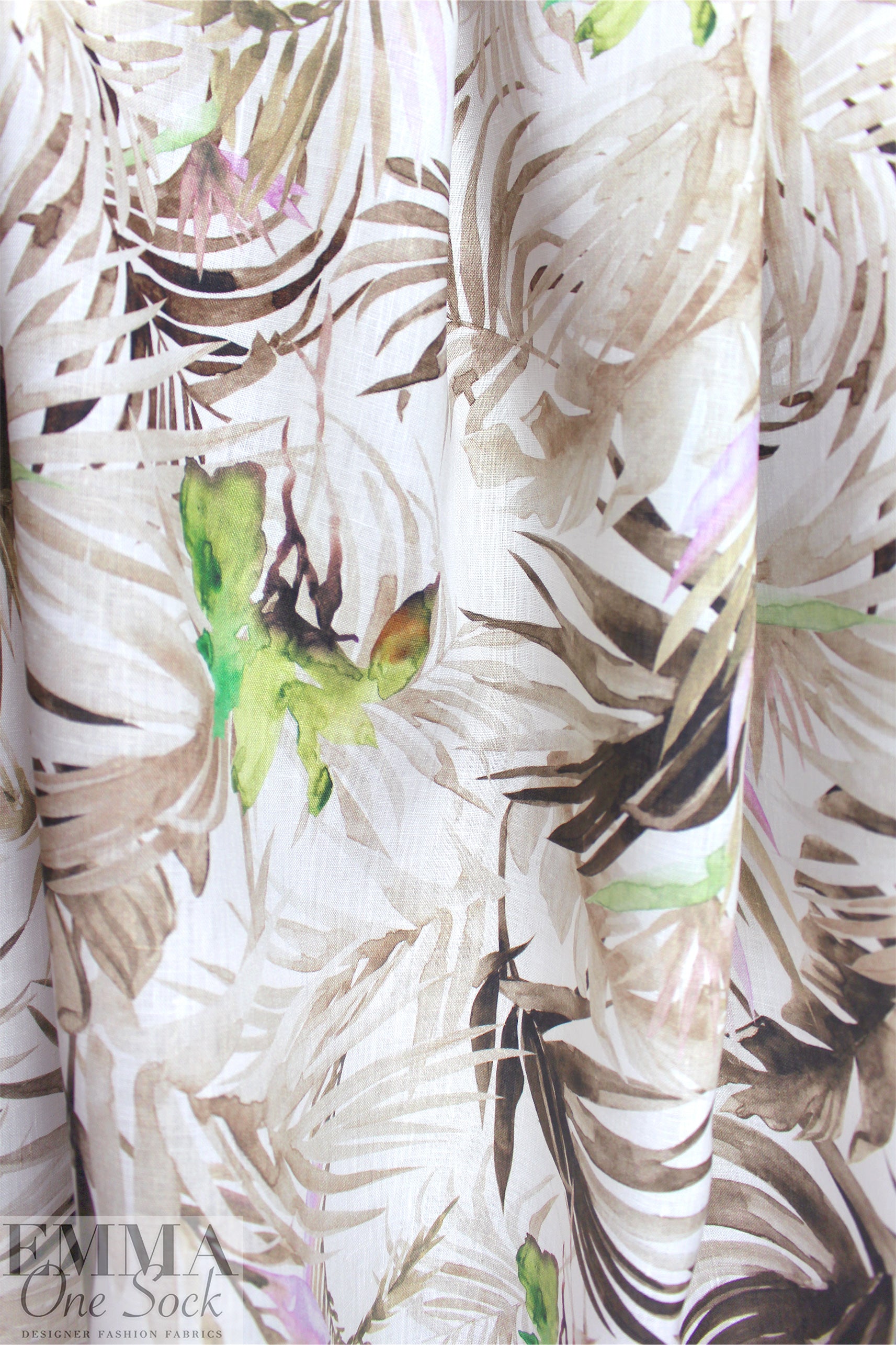 European linen digital print - zebra palms 1.75 yd