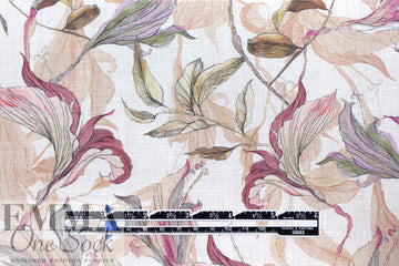 European linen digital print - winding flowers 1.125 yds