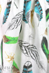 European linen digital print - feather flatlay 1 yard