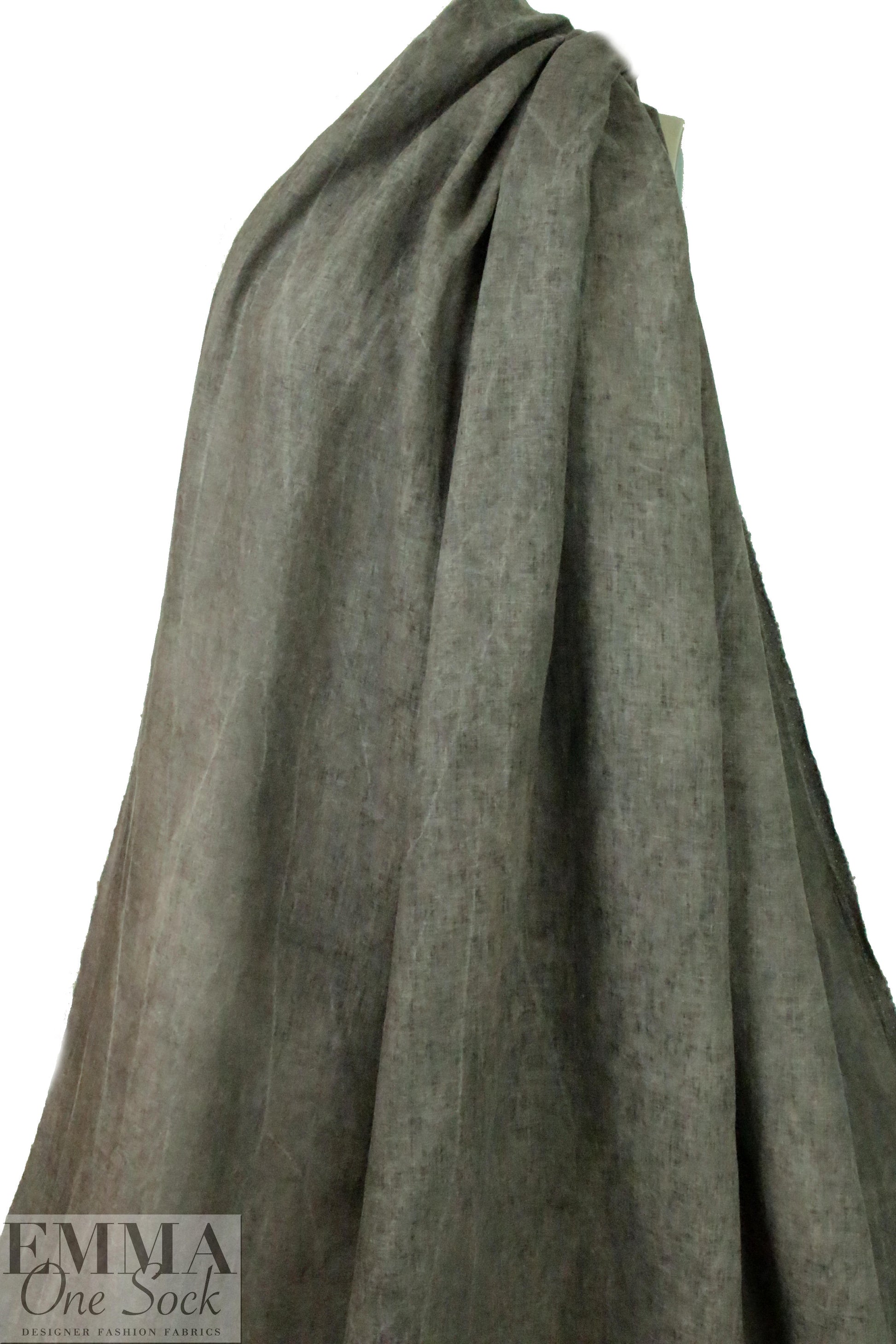 Italian 'hand-dyed' linen woven - storm .625 yds