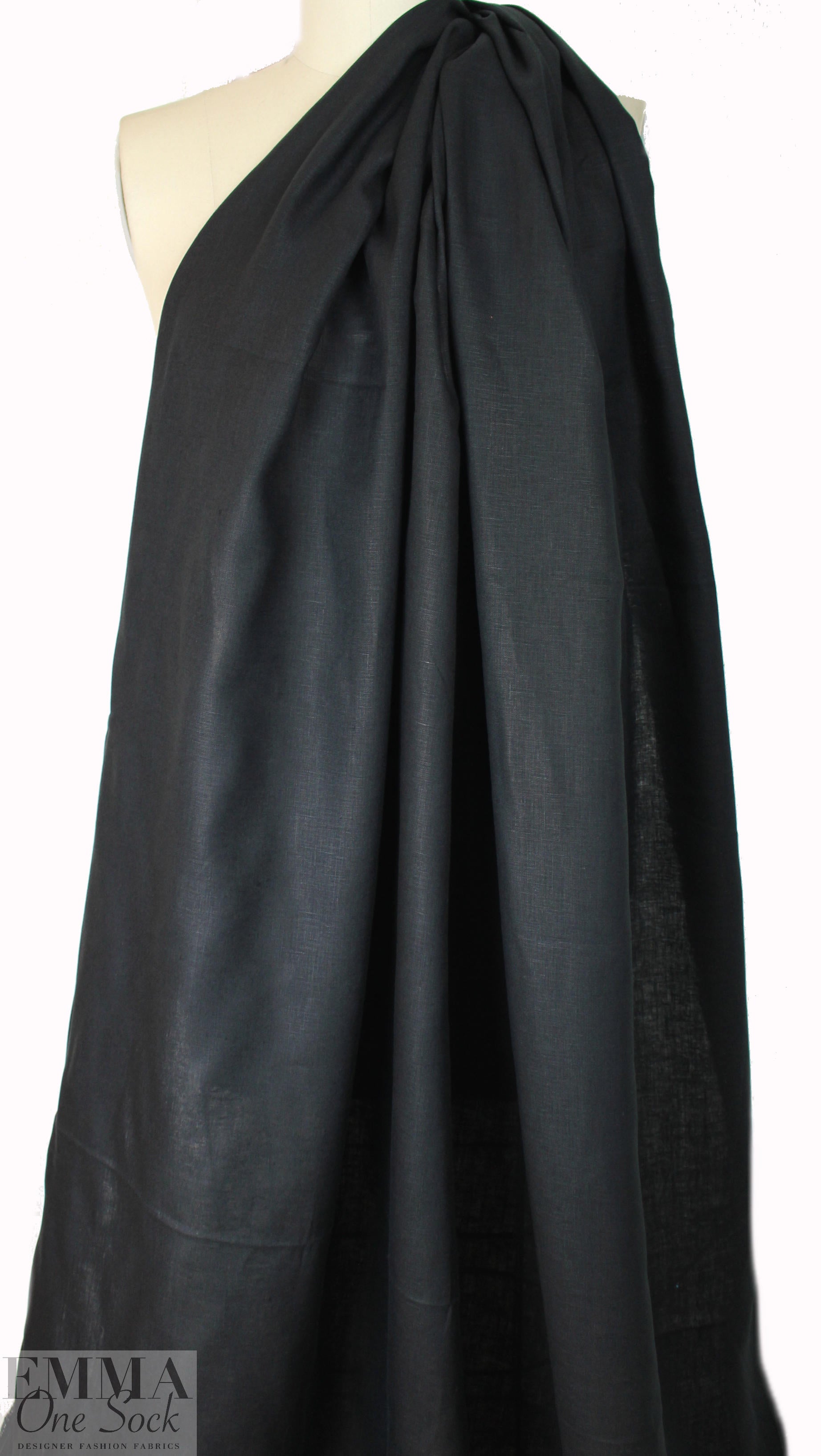 Italian medium-light weight linen - black