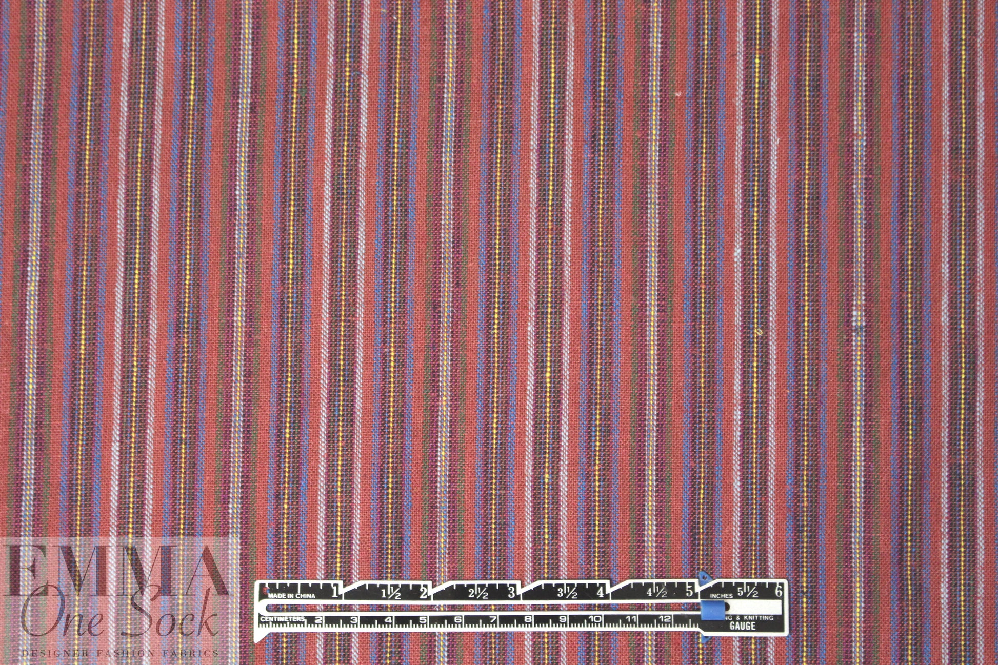 NY designer fine quality cross dye linen stripe - brick 1.88 yds