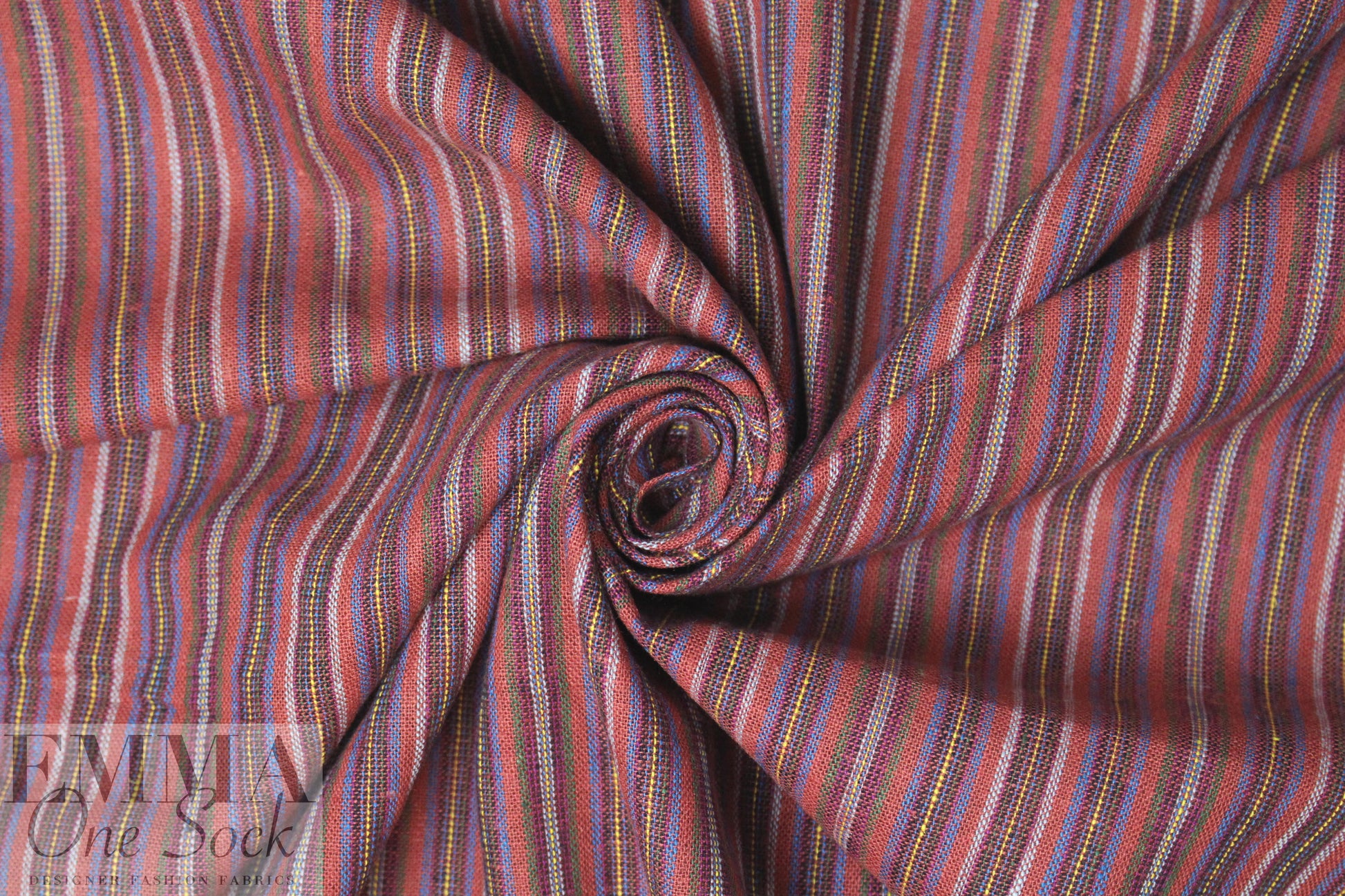 NY designer fine quality cross dye linen stripe - brick 1.75 yds