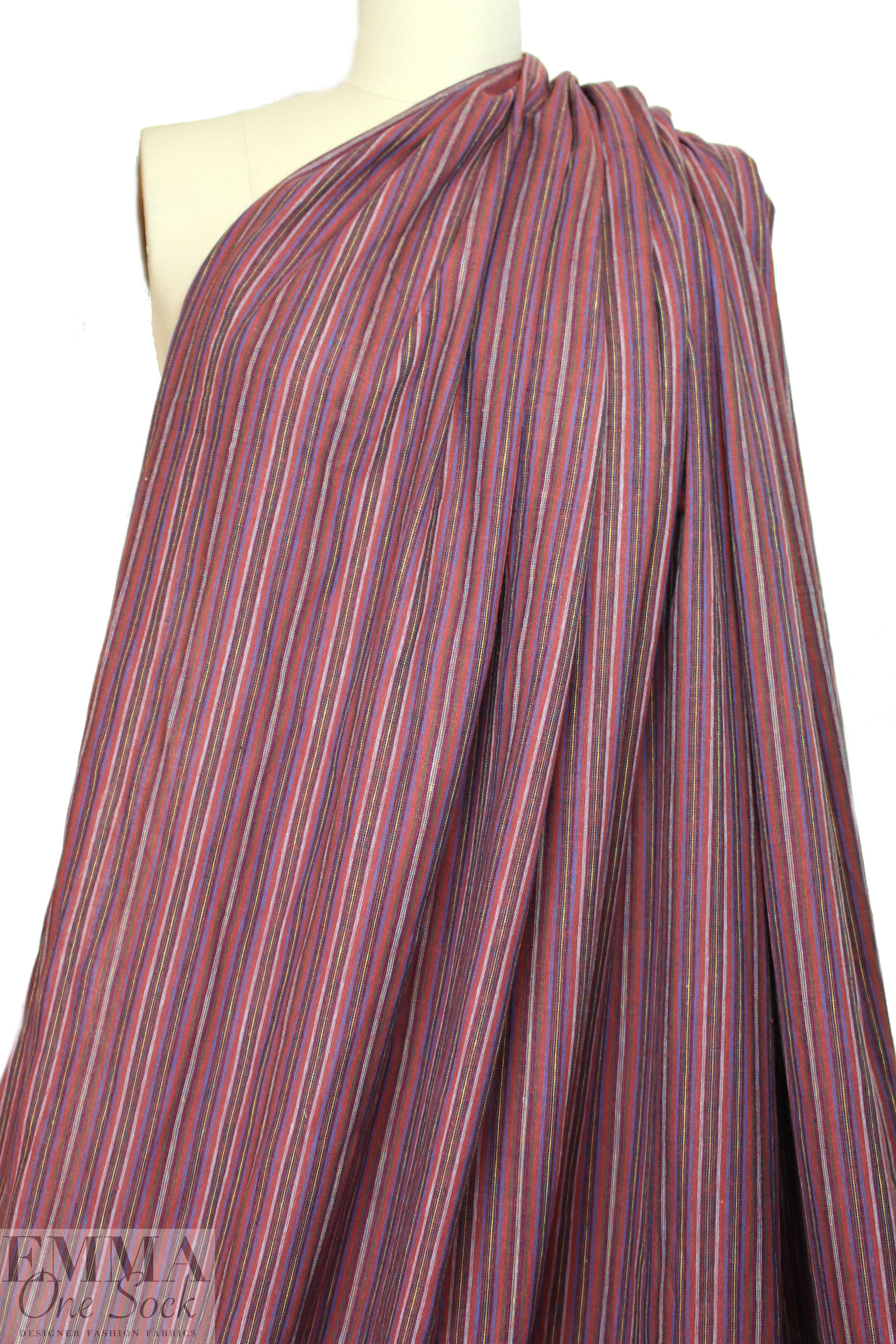 NY designer fine quality cross dye linen stripe - brick 1.75 yds