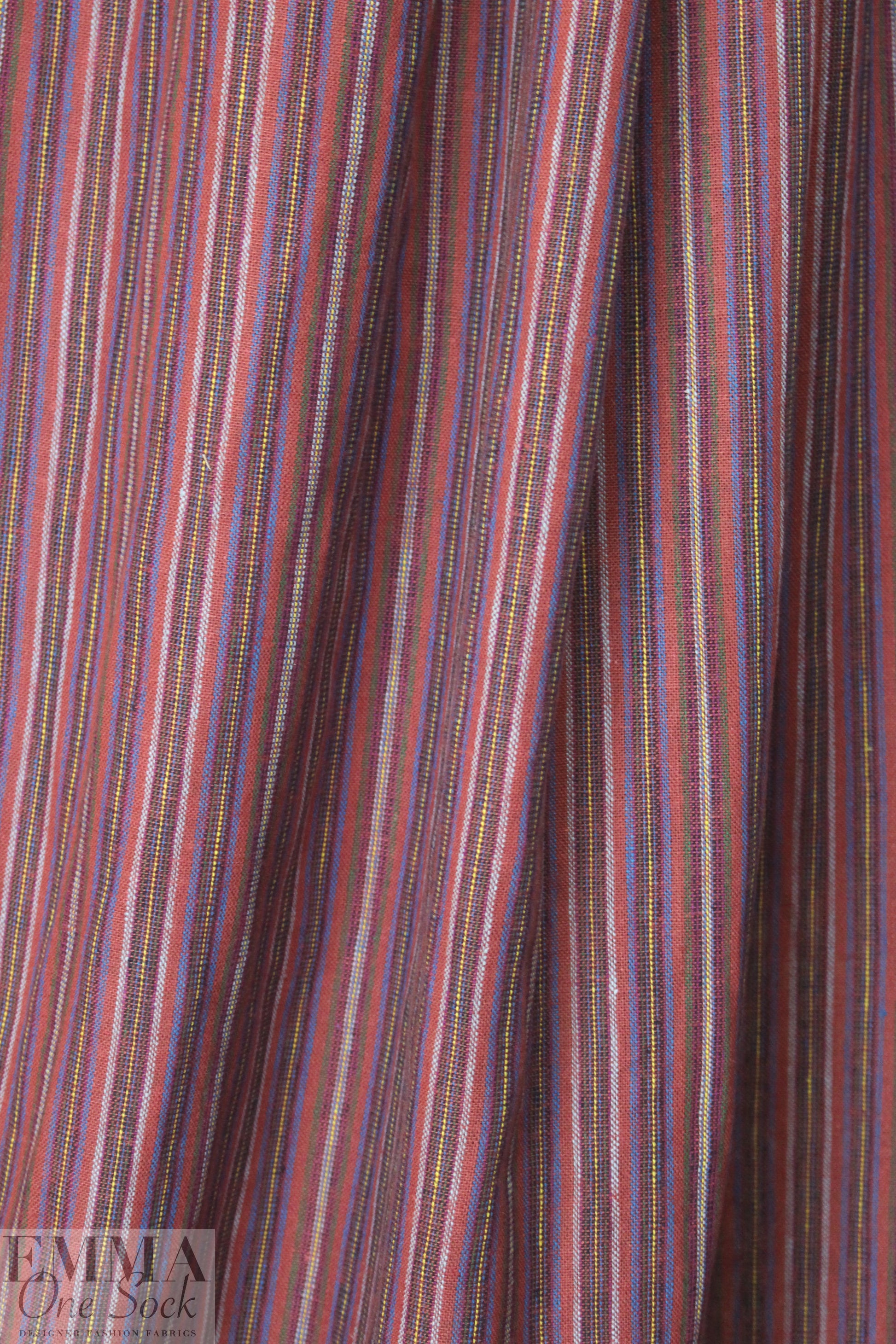 NY designer fine quality cross dye linen stripe - brick