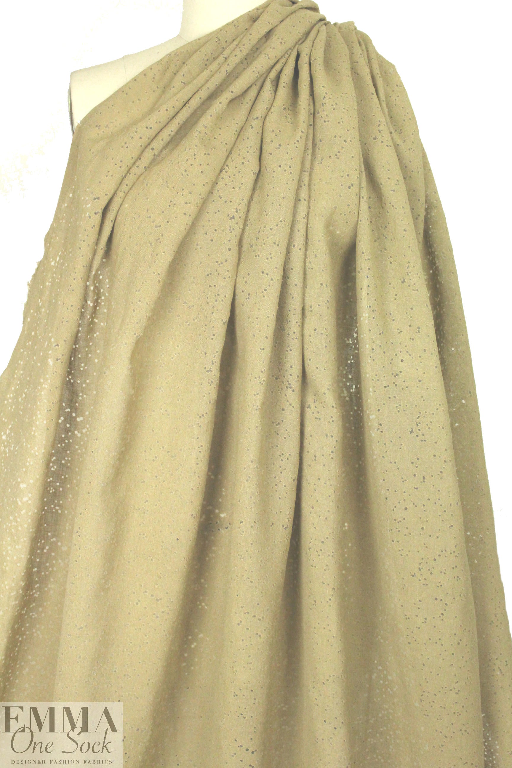 Italian dotty linen blend burnout - desert sand