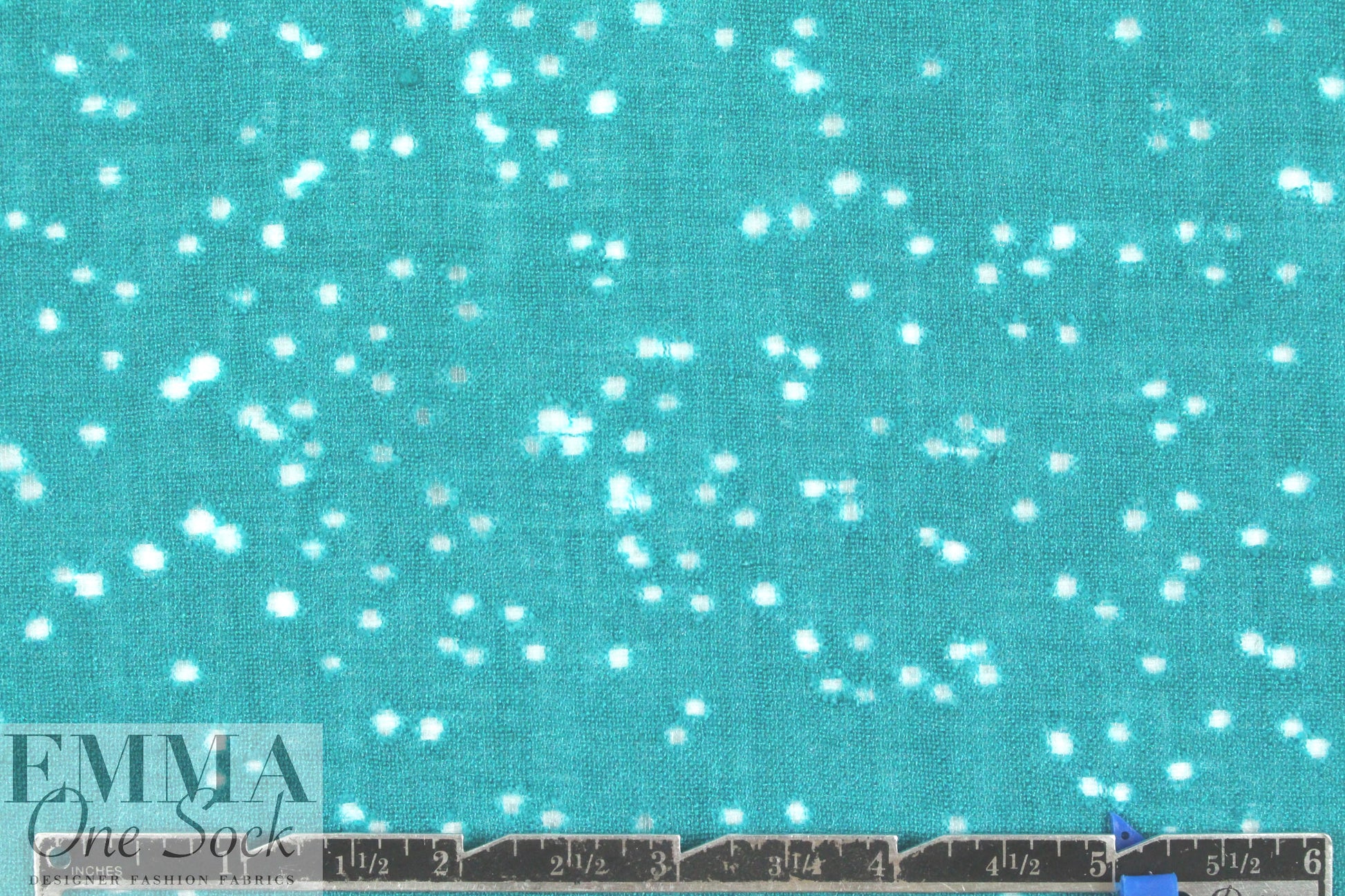 Italian dotty linen blend burnout - ocean .75 yds
