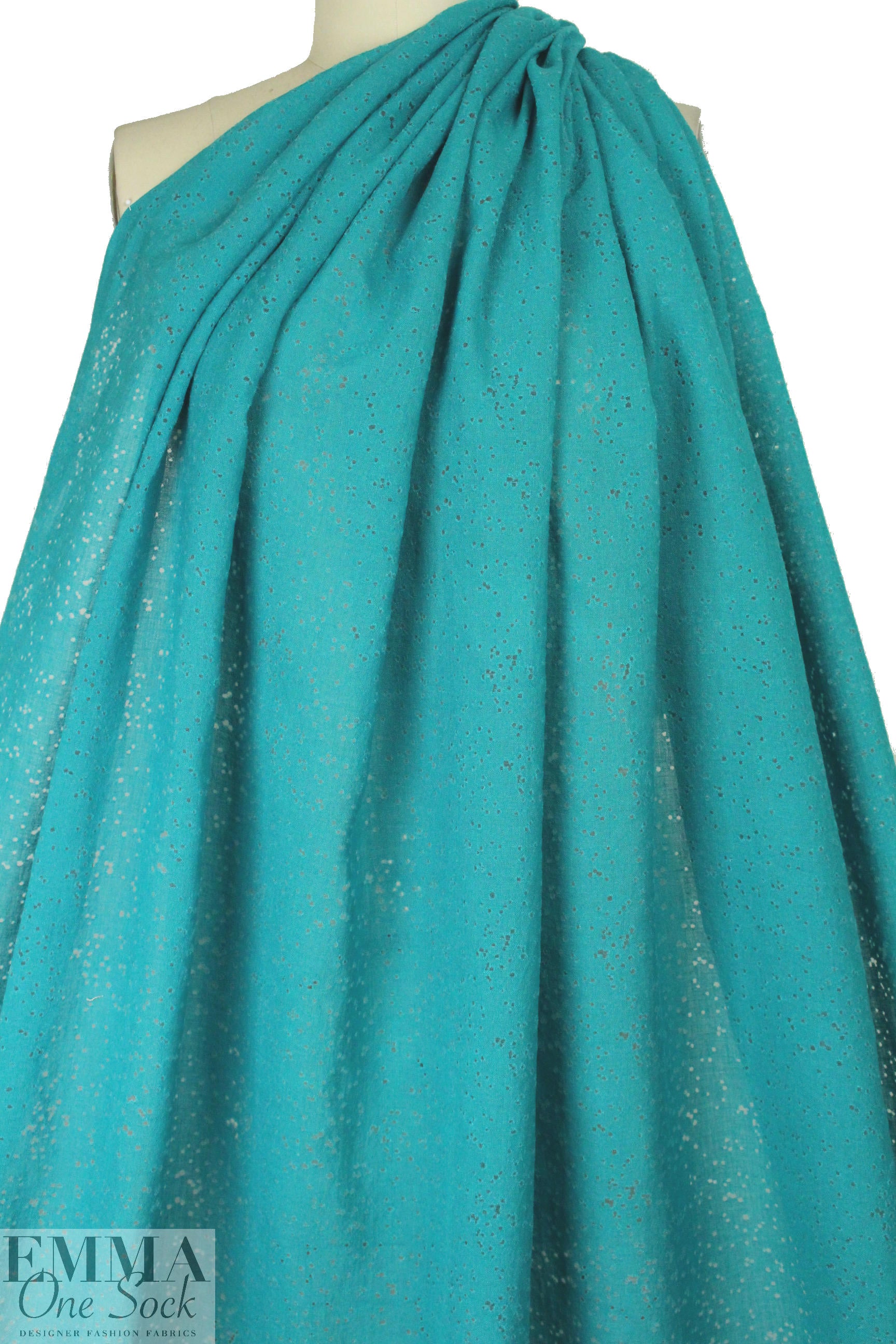 Italian dotty linen blend burnout - ocean 1.5 yd