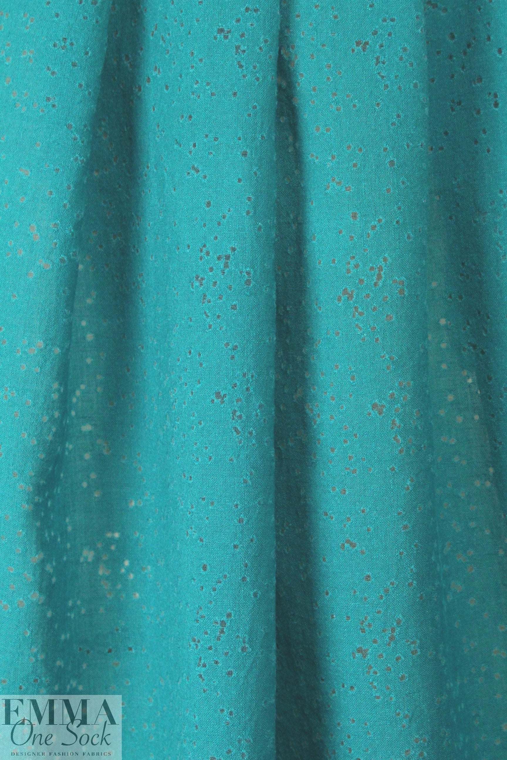 Italian dotty linen blend burnout - ocean