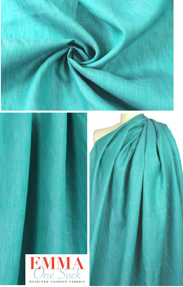 Italian light weight cross dye linen - turquoise