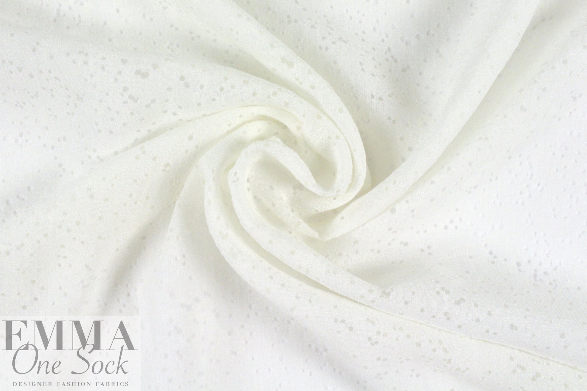 Italian dotty linen blend burnout - white