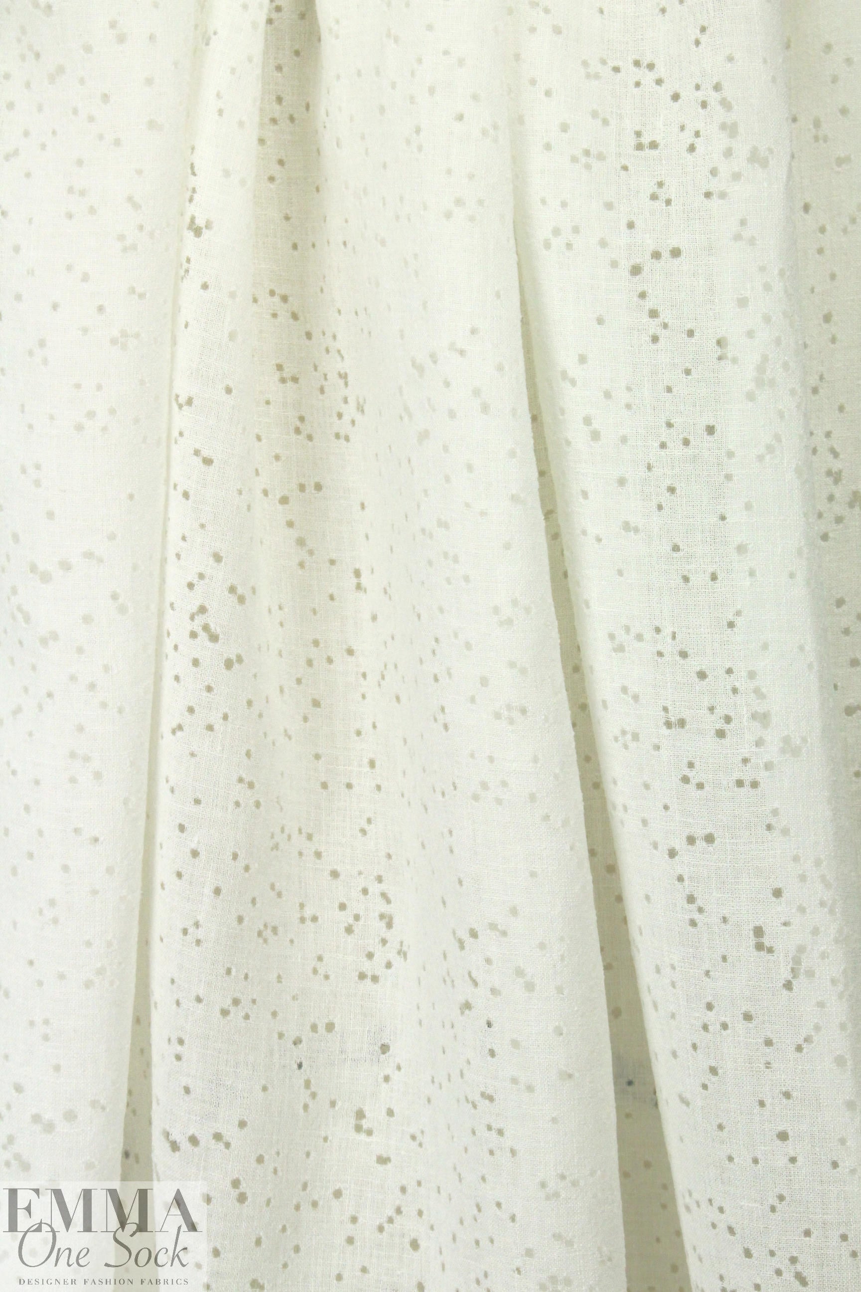 Italian dotty linen blend burnout - white