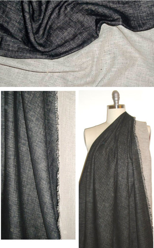 0yako linen doublecloth - hemp/black