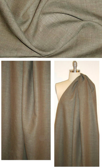 0yako linen 'sharkskin' suiting - taupe/forest 1.9 yd