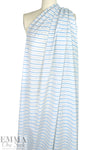 CA designer horizontal stripe all cotton voile - sky/gray/snow 2 yd