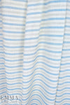 CA designer horizontal stripe all cotton voile - sky/gray/snow 1.75 yd