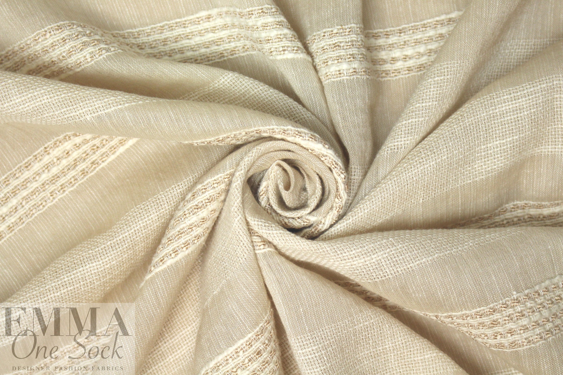 Italian natural novelty stripe linen woven
