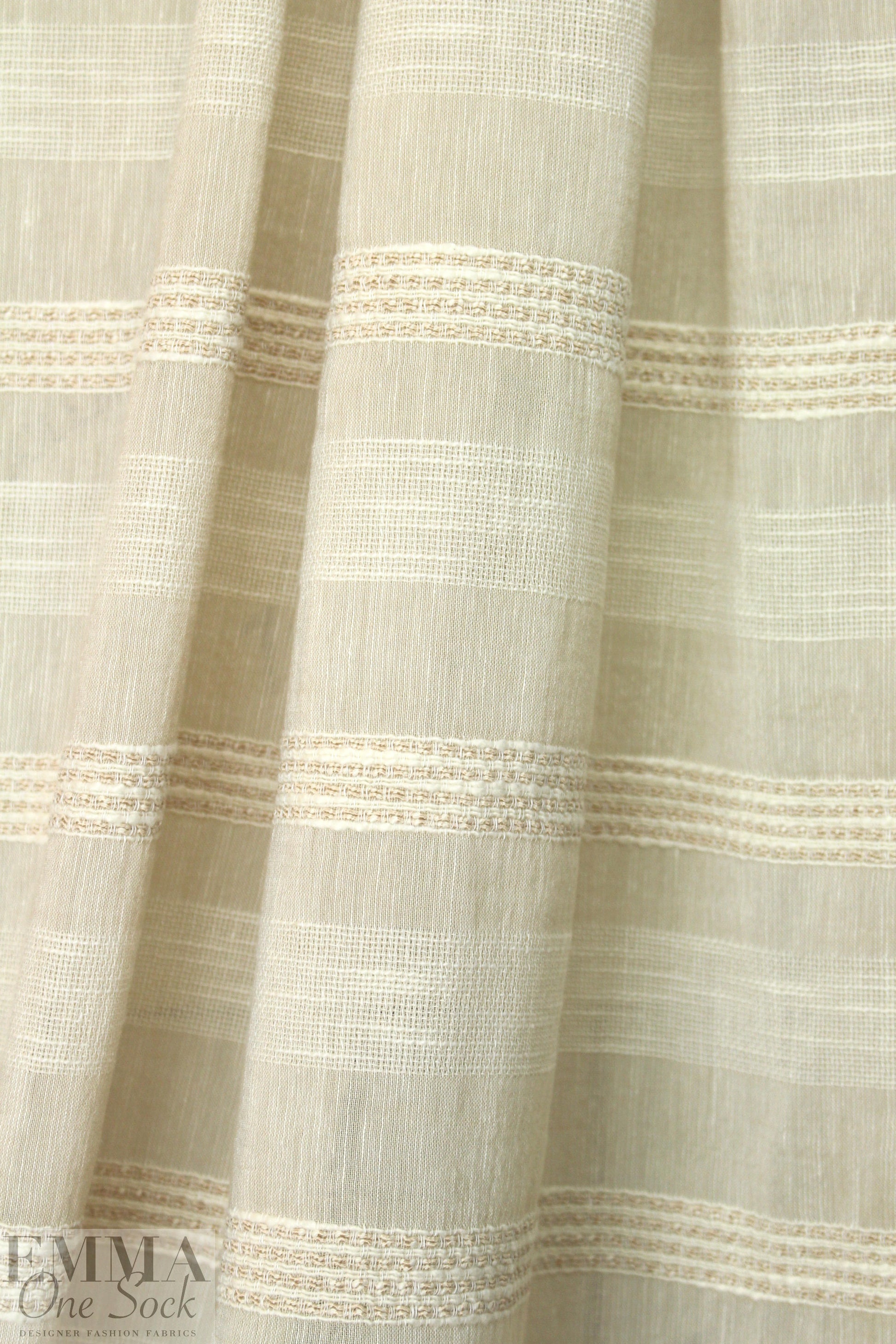 Italian natural novelty stripe linen woven
