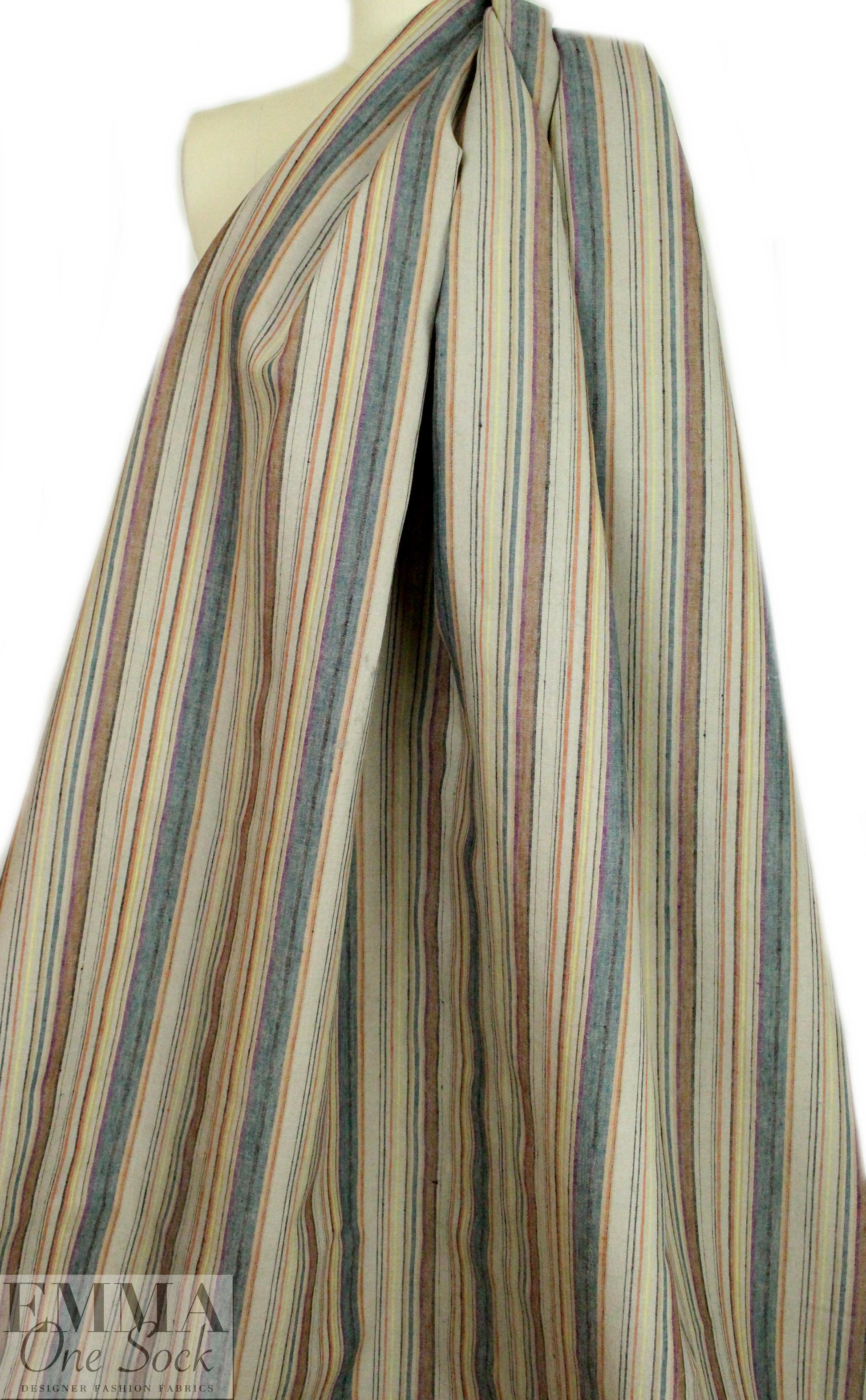 CA designer earthy multicolor stripe linen woven