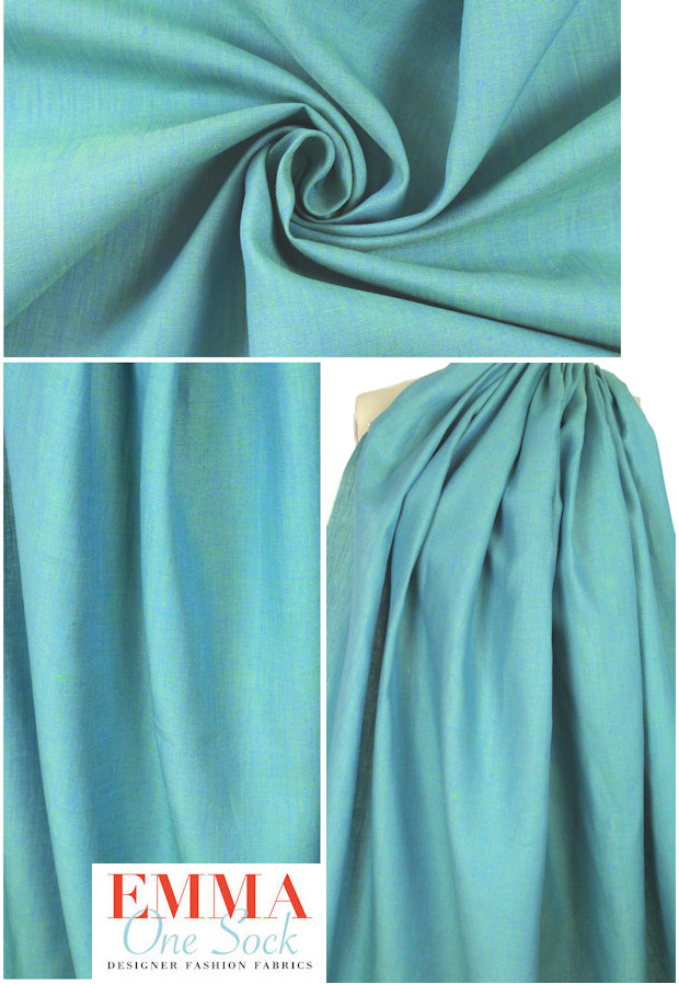 fine quality cross dye linen - periwinkle/lime 1.5 yds