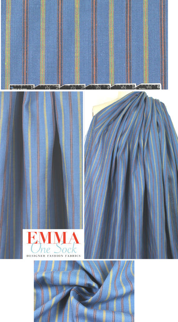 fine quality cross dye linen stripe - blue 1 yard