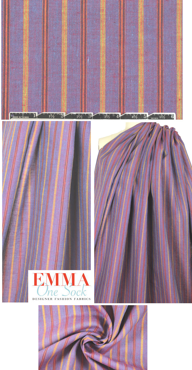 fine quality cross dye linen stripe - spicy plum